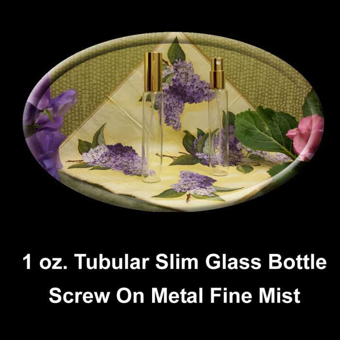 Perfume Slim Glass Bottles 1 oz. Gold & Silver Fine Mist