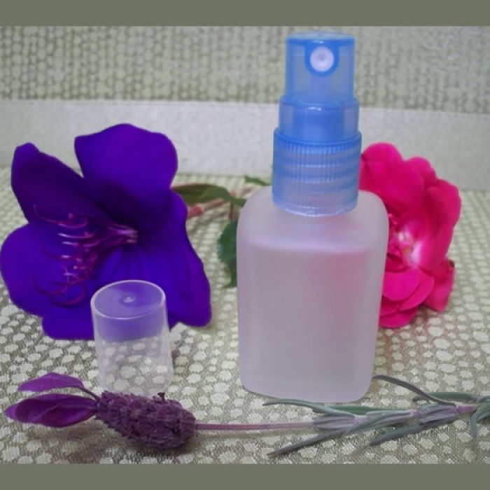 Perfume Screw On Fine Mist Blue Color with 1 oz. Square Frosted Glass Bottles EMPTY