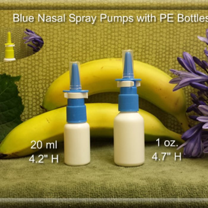 BLUE Nasal Spray Pump Fine Mist with 1 oz. or 1.5 oz. HDPE White Plastic Bottles EMPTY