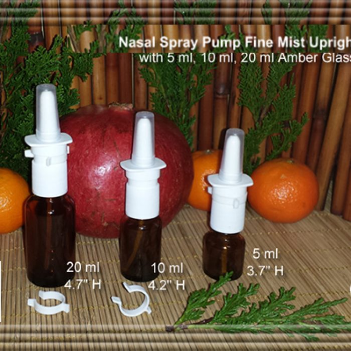 White Nasal Spray Pump Fine Mist with 5, 10, 20 ml, Amber glass bottles EMPTY