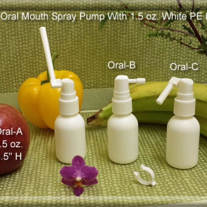 Oral Mouth Spray Pumps with 1.5 oz. White HDPE Bottles EMPTY